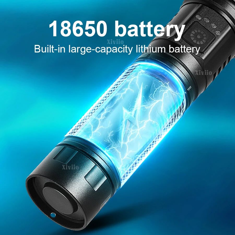 Super Bright Rechargeable LED Flashlight – 5000M Range, IPX6 Waterproof