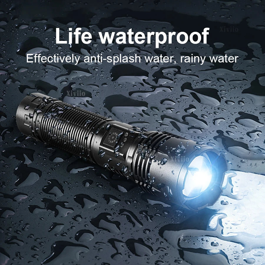 Super Bright Rechargeable LED Flashlight – 5000M Range, IPX6 Waterproof
